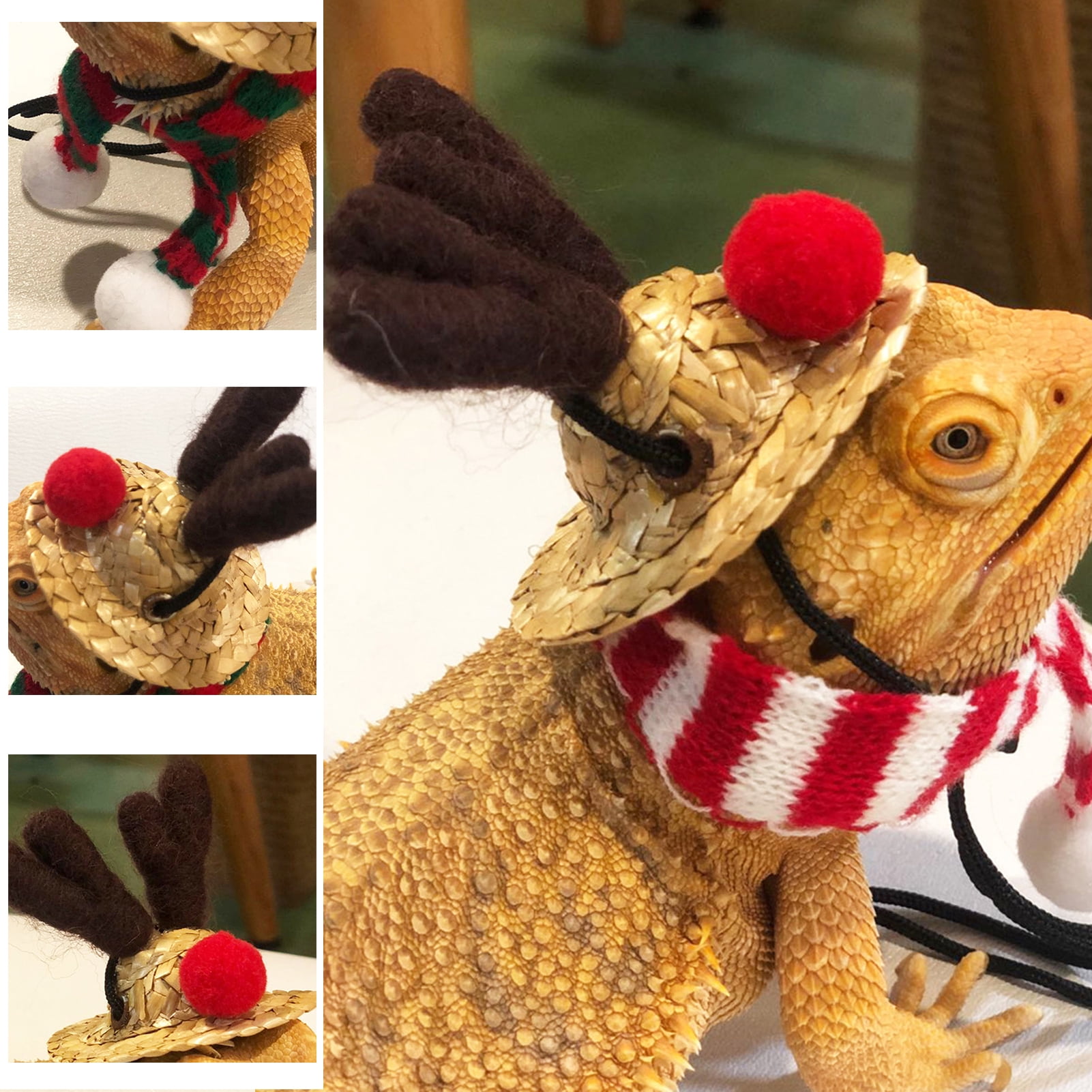 DOPI 2Pcs/Set Lizards Hats Scarf Antler Decor Dressup Adjustable