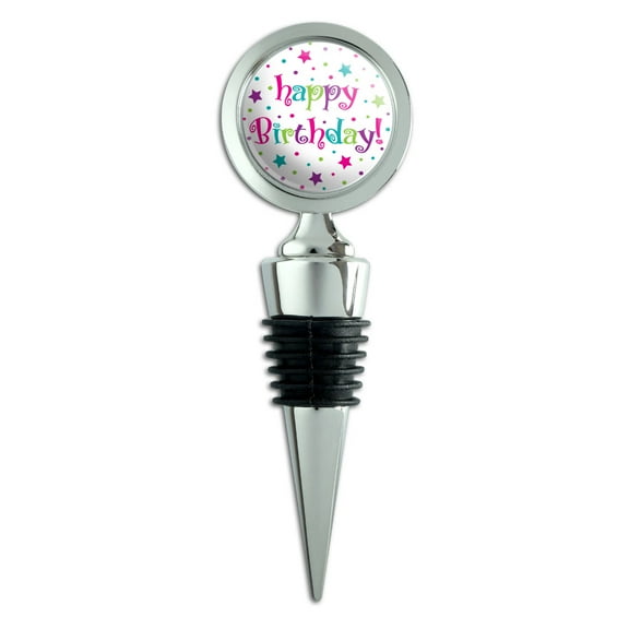 Happy Birthday! Stars and Dots Colorful Wine Bottle Stopper