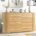 thumbnail image 2 of Garvee 60" Mid Century Wooden Dresser with 6 Drawers & 2 Sliding Doors, Long Storage Cabinet with Anti-Tip Kit, Modern Bedroom, Living Room Organizer, 2 of 8