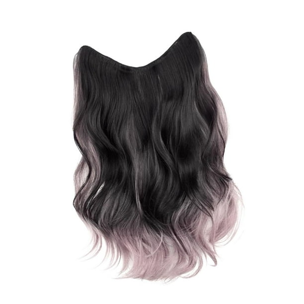 Pieza de peluca para mujer, extensión de cabello largo con clip, fácil de usar, extensión de cabello con clips sintéticos de 20 pulgadas para citas, Rosa