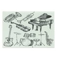 thumbnail image 1 of Jazz Music Cutting Board, Illustration of Musical Instruments Sketch Style Art Trumpet Piano Guitar, Decorative Tempered Glass Cutting and Serving Board, Large Size, Beige Black, by Ambesonne, 1 of 1