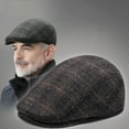 thumbnail image 2 of ZRBYWB Mens Winter Hat Men's Winter Dome Square Vintage English Plaid Warm Earmic Beret Warm Fashionable Caps, 2 of 3