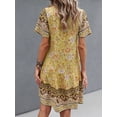 thumbnail image 6 of Women's Floral Print V-Neck Summer Dress 100% Cotton Lightweight Sundress for Casual Everyday Wear Beach Ready, 6 of 10