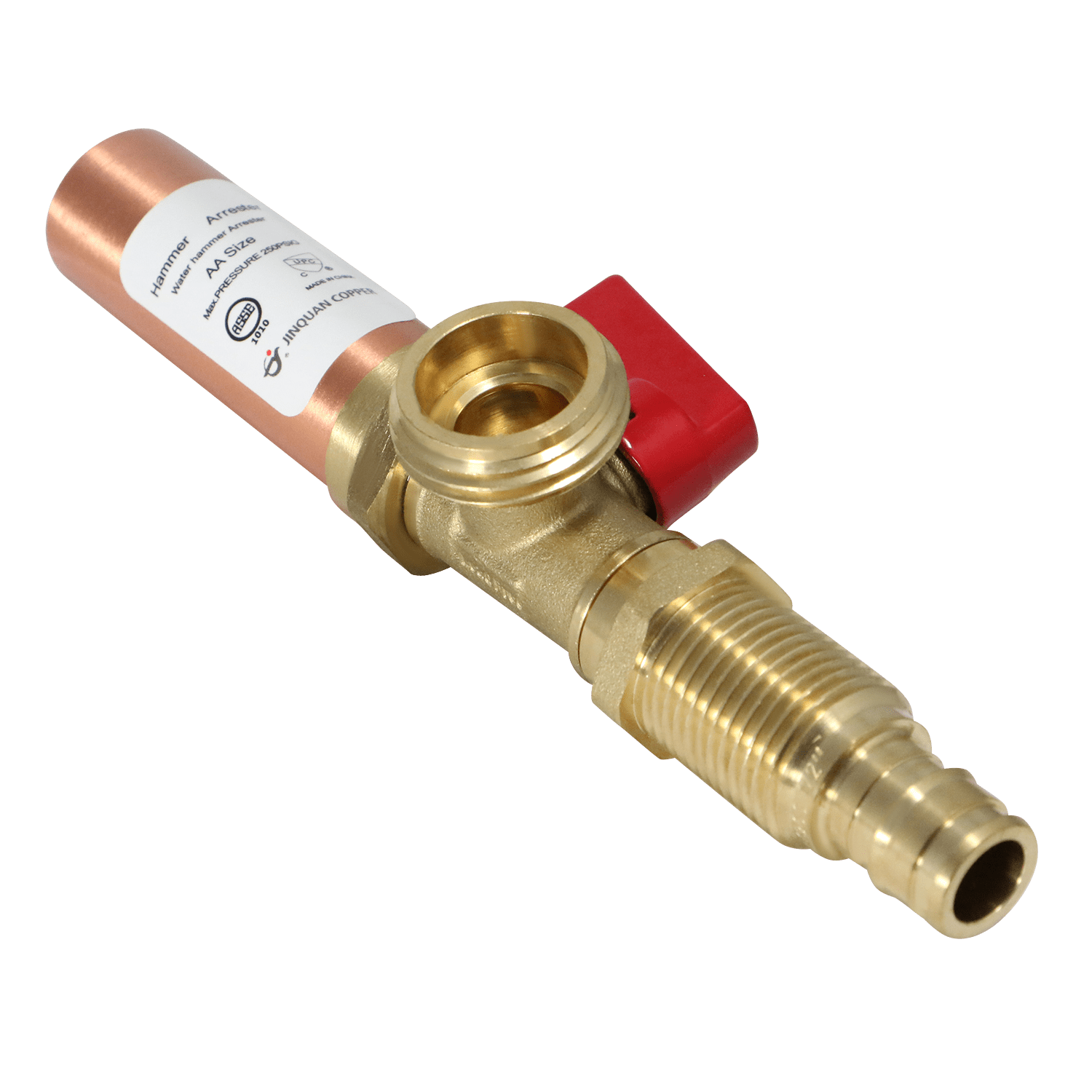 5 Pack XFITTING Premium Washing Machine Outlet Stop Valve with Hammer Arrestor, 1/2 Inch Pex A x 3/4 Inch MHT, Red Handle, Pex A Expansion Version