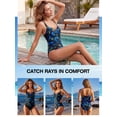 thumbnail image 5 of RELLECIGA Women's Plus Size Twist Front One Piece Swimsuit for Lady Ruched Tummy Control One Piece Bathing Suits for Women Feather Print Size XXL, 5 of 12