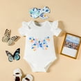 thumbnail image 2 of Newborn Baby Girl Summer Clothes Short Sleeve Butterfly Romper Bodysuit Ruffle Butterfly Bow Shorts Headband 3Pcs Set Cute Outfits Kaprioy Baby Clothes for Girls, 2 of 6