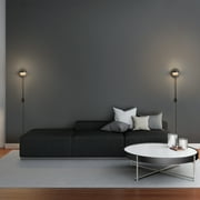 Globe Electric 4.75 Matte Black LED Integrated Plug-in or Hardwire Indoor Wall Sconce (2-pack)