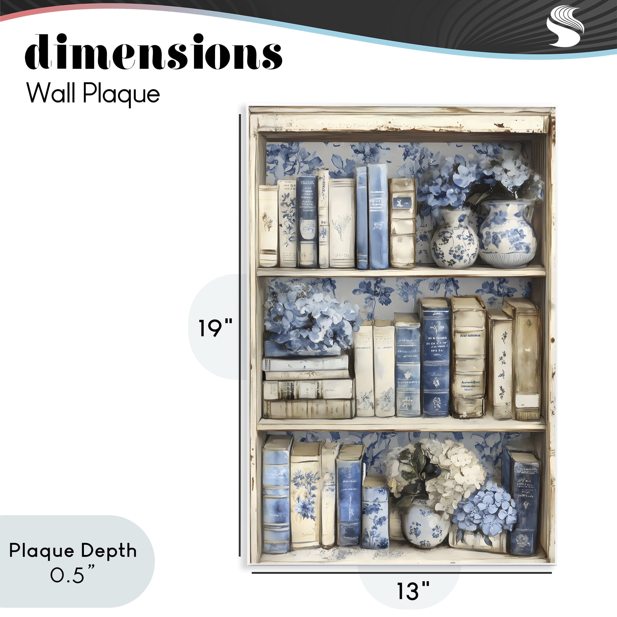 Stupell Industries Blue & Beige Bookcase Wall Plaque Art, design by LSR Design Studio