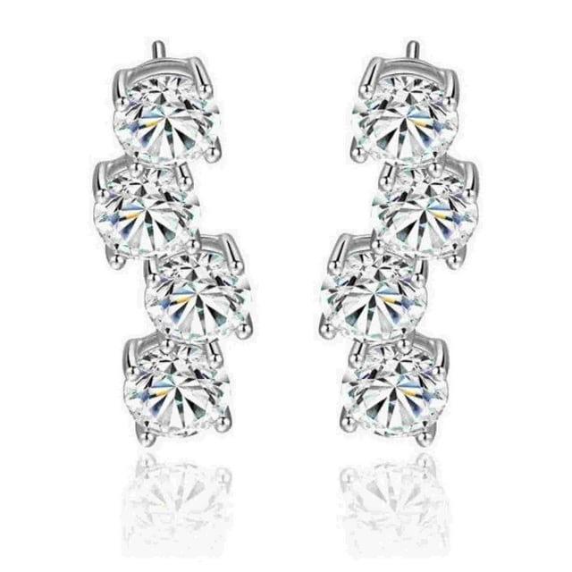 Aretes Ocean Heart OH16-1019 de oro blanco con cristales corte diamante blancos