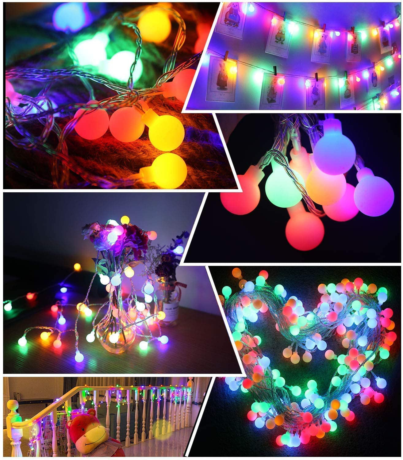 55ft 112 LEDs Colored Fairy Lights Waterproof UL Listed Plug in String Lights for Outdoor Indoor Bedroom Patio Garden Party Wedding Patio Christmas Xmas Tree Decoration MIBOTE Globe String Lights 