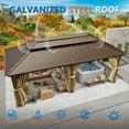 thumbnail image 4 of SANOPY 12'x20' Hardtop Gazebo, Outdoor Patio Aluminum Frame Permanent Gazebo with Galvanized Steel Roof for Backyard, Deck, Lawns, Brown, 4 of 15