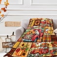 thumbnail image 2 of Fall Pumpkin Blanket Autumn Red Truck Throw Blanket Maple Leaf Autumn Harvest Fleece Blanket Thanksgiving Decor Fall Decor Flannel Blankets for Couch Sofa Bedroom 80"x60", 2 of 6