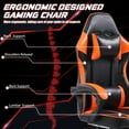 thumbnail image 3 of Gaming Chair for Adults, 400lb Capacity, PU Leather, Footrest, 360° Swivel, Adjustable Lumbar, Orange Computer Gamer Chair, 3 of 7