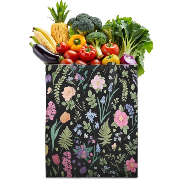 Nature Inspired Reusable Grocery Bag - Foldable & Durable Tote with Floral Print