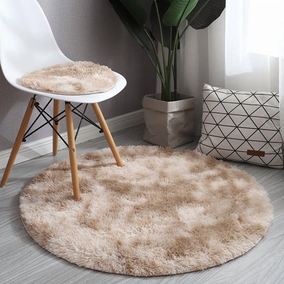 Soft Area Rug Fluffy Round Rug Shaggy Circular Rug For Bedroom Living Room Home Decor Camel-80cm-Camel
