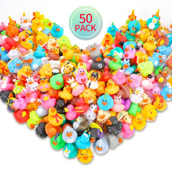 Rubber Ducks in Bulk for Kids Bath Toys Assortment - Jeep Ducks for Ducking ,Toddlers Floater Duck Baby Showers Accessories- Party Favors, Birthday Gifts ,Bath Time ,Pack of 50