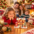 thumbnail image 4 of Christmas Village Decor, Wooden Colorful Townhouse Village Tabletop House with Soft Light for Mantel Shelf Desk and Table, 4.72 x 4.33 x 0.79 in, 4 of 6