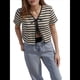 thumbnail image 2 of Suéter Tipo Cárdigan Corto de Corta con Lazo Frontal A Rayas para Mujer Albaricoque XL, 2 of 8