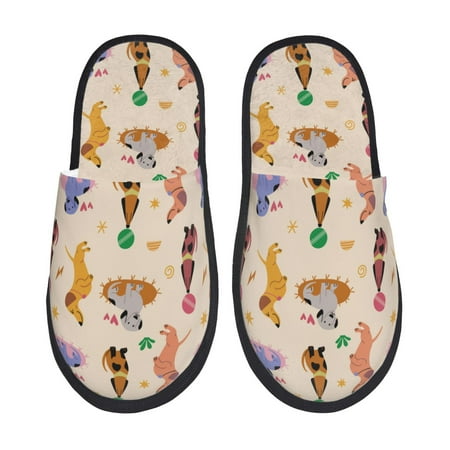 

Yiaed Dogs In Different Poses Print Unisex House Slippers Slip on Warm Shoes Indoor Outdoor with Anti-slip sole-Large