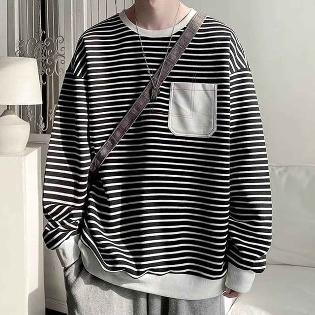 Blusas y camisas de manga larga y cuello redondo para hombre, blusas informales con estampado y bolsillo, blusas de manga larga y cuello redondo, blusas de poliéster para hombre