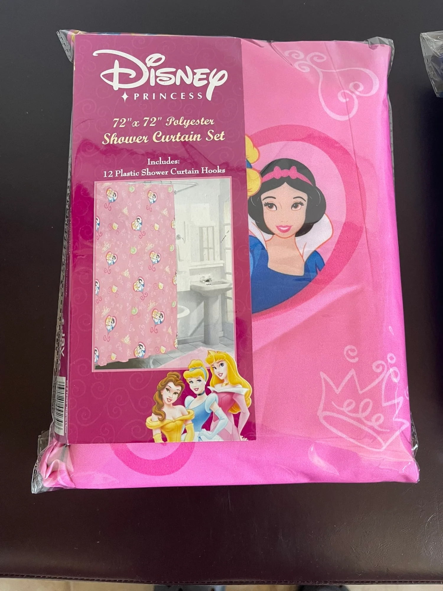 Disney Princess Shower Curtain w hooks Set 72"x72"