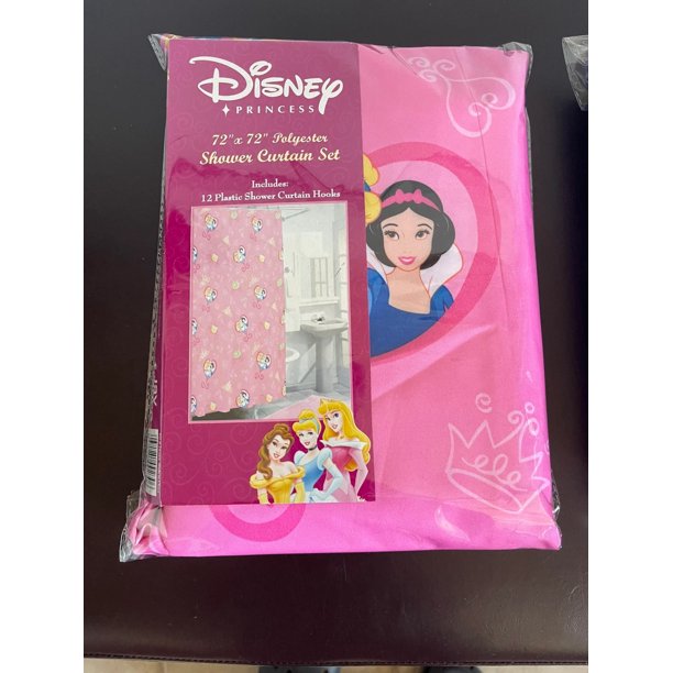 Disney Princess Shower Curtain w hooks Set 72"x72"