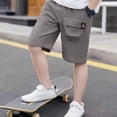 thumbnail image 5 of YunPes Boys Shorts Kids Cotton Linen Cargo Athletic Shorts Boys School 𝐔niform Causal Active Summer Clothes French Terry Short, 5 of 7