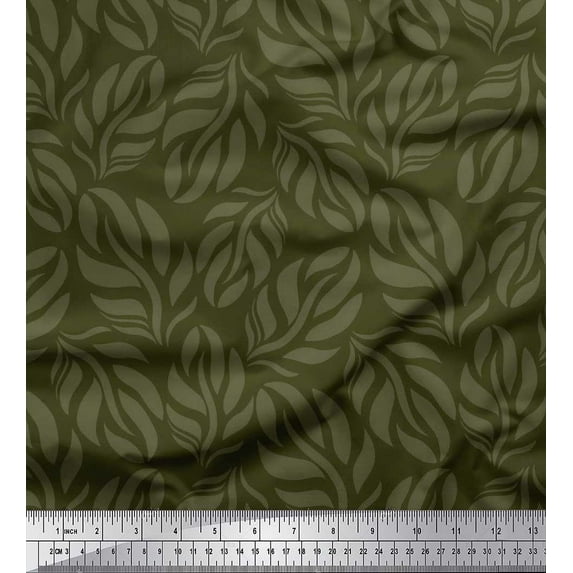 Soimoi Moss Georgette Fabric Leaves Shirting Fabric Prints by Yard 42 Inch Wide