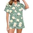 thumbnail image 2 of SwiftWear Women's Summer Vintage Print Button. Pajama Set 2 Piece- Retro Collar Short Sleeve Top & Shorts Cozy Loungewear, 2 of 6