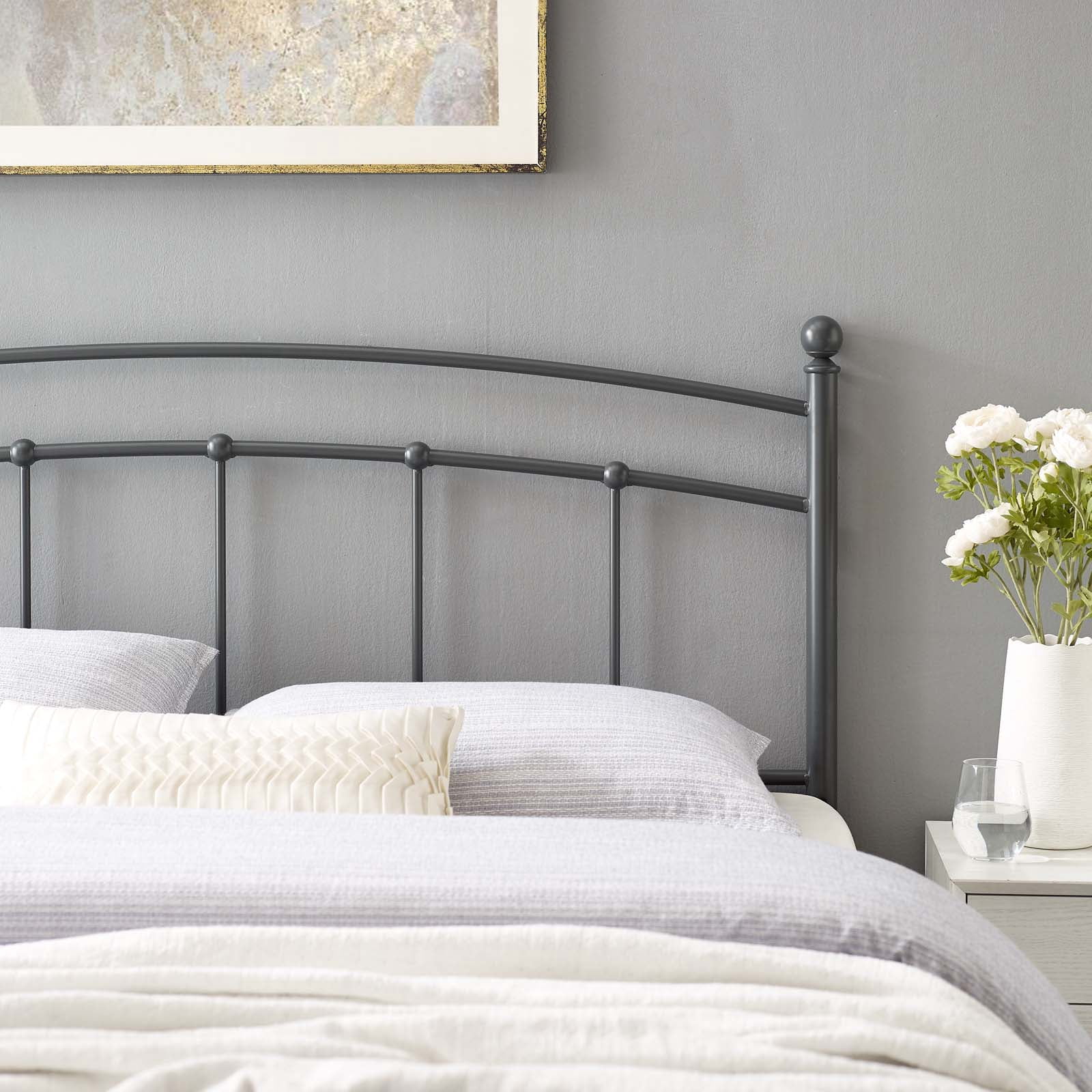 Headboard, Queen Size, Metal, Grey Gray, Modern Contemporary Urban Design, Bedroom Master Guest Suite