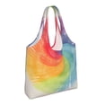 thumbnail image 2 of Single Shoulder Commuter Canvas Bag Large Capacity Can Be Carried Or Shoulder Storage For Daily Shopping Trips Gray Tie-Dye Background Rainbow Colors_3, 2 of 7