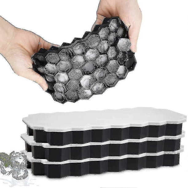 Ice Cube Tray 2-pack, 37 Compartment Ice Cube Tray Silicone With Lid Bpa Free Ice Cube Ice