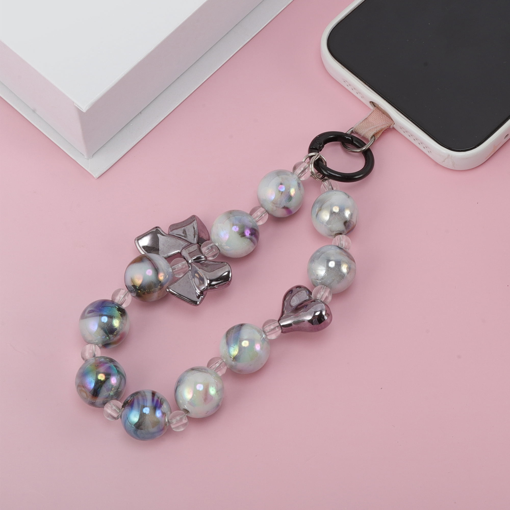 Unique Bargains Bow Heart Phone Charm in Black and Silver Tone for Stylish Accessory Use