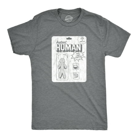 UPC: 0192704570788 | Mens Instant Human Tshirt Funny Coffee Action Figure Graphic Tee (Dark Heather Grey) – 4XL Graphic Tees
