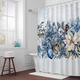 thumbnail image 6 of Christmasf Flower Shower Curtain for Bathroom Decor, Blue Poinsettia Floral Xmas Balls Snowflakes Winter Waterproof Fabric Shower Curtain, 60"x72" Set with 12 Hooks, 6 of 9