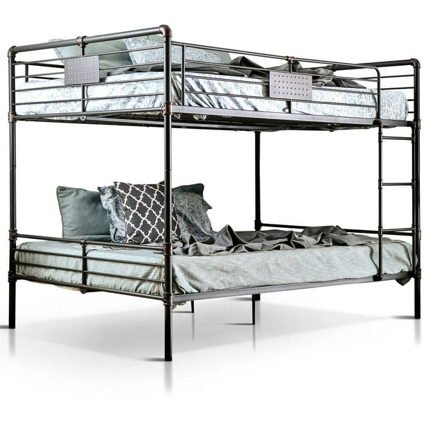 Furniture Of America Seanze Metal Bunk, Queen Bunk Bed With Futon
