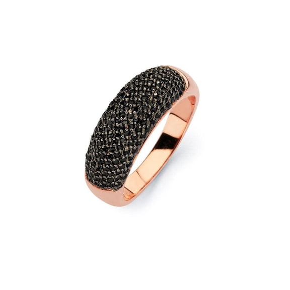 Sterling Silver 925 Rose Gold Plated Black Micro Pave Set Half Ring CZ Jewelry Female Size 5