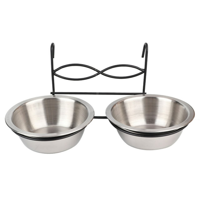 Alimentador de cuenco de agua y comida colgante doble de acero inoxidable con gancho para jaula de cachorro de perro mascota gato