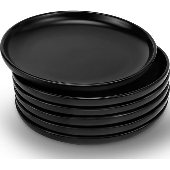 Jeffbaubl 6PCS Ceramic Plates,5.9 Inches Black Matte Porcelain Appetizer Plates,Elegant Small Round Serving Plate,Dessert Plate Dishes Set for Salad Snacks Cake,Microwave Dishwasher Safe