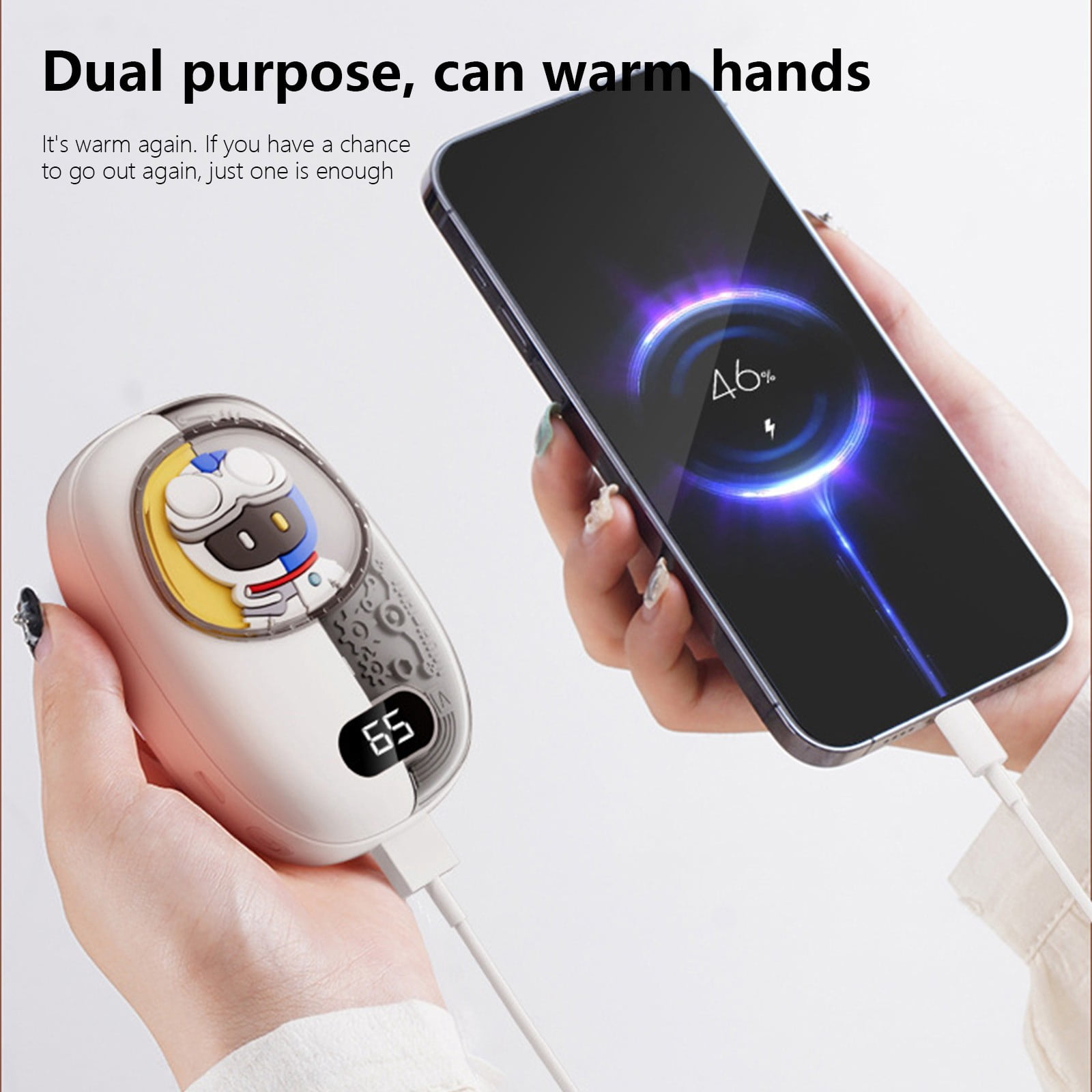 Hand Warmer Charging Treasure 2-in-1 Double-sided Heating Digital Display Electric Warmer Portable Explosion-proof Hand Warmer