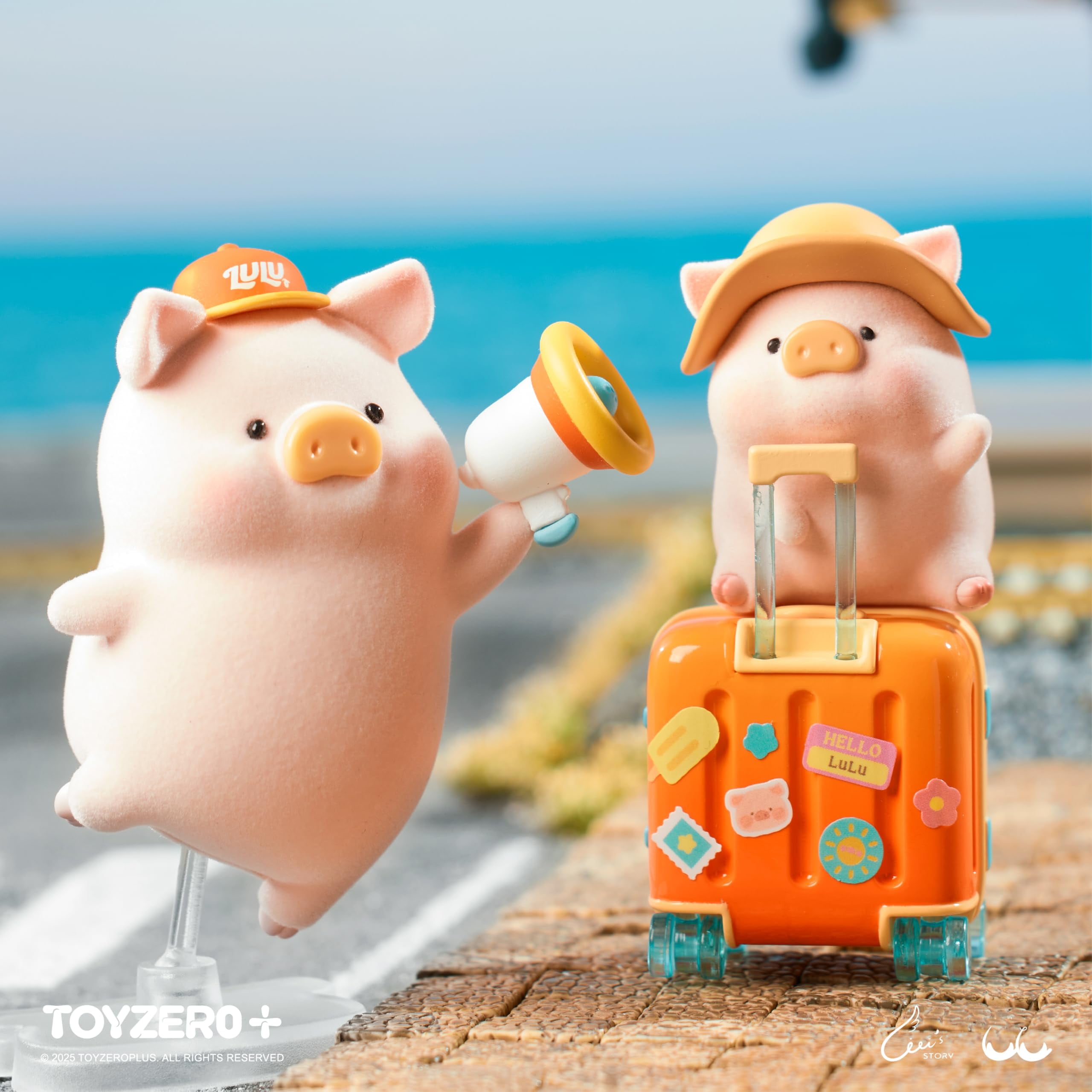TOYZERO + Lulu The Piggy Blind Box Figures - 8pcs Travel Series Blind Boxes Mystery Box Cute Animal Figurines Collectible Toys Home Desk Decorations Holiday Birthday Gifts, Whole Set