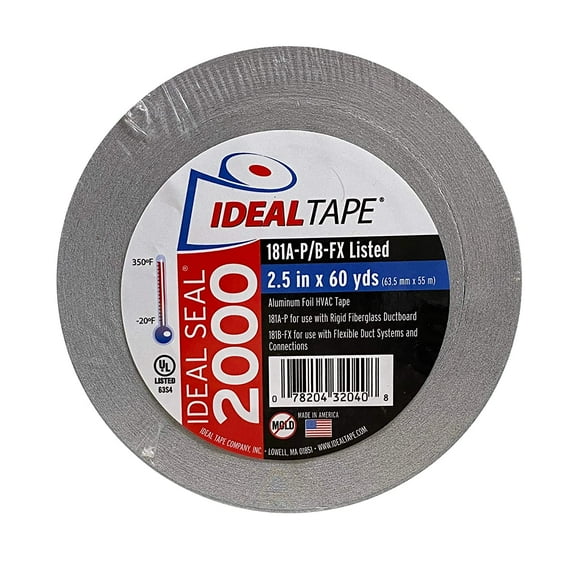 Ideal Tape Ideal Seal 2000 Aluminum Foil Tape UL 181A-P/B-FX Certified 2.5 in x 60 yds