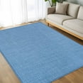 thumbnail image 4 of Blue 5x7 Area Rugs, Farmhouse Burlap Solid Blue Color Modern Linen Texture Non-Skid Rubber Backing Large Rectangle Rugs - Living Room Bedroom Home Office, Indoor Floor Mat Carpets Washable Rug, 4 of 9