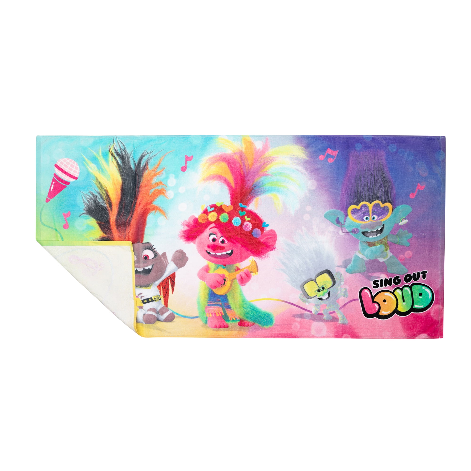 Trolls World Tour Kids Super Soft Cotton Beach and Bath Towel, 28" x 58" , Purple