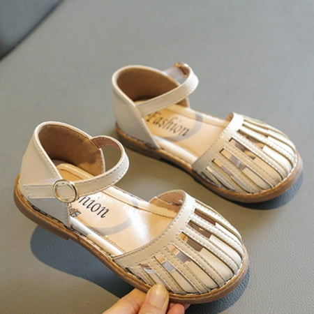 

Cathalem Rhinestone Sandals for Girls Children Sandals Fashion Baby Open Toe Princess Shoes Soft Soled Cut Out Running Sandal White 7 Years