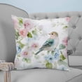 thumbnail image 4 of Pillow Covers 18x18 Set of 2, Peach Blossom Throw Pillow Covers Decorative Couch Cushion Cover, Nature Pink Blue Flower Spring Birds Microfiber Soft Square Pillowcases for Bedroom Living Room Sofa, 4 of 7