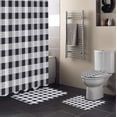 thumbnail image 1 of FMSHPON Lattice 4 Piece Bathroom Set Shower Curtain Bath Rug Contour Mat and Toilet Lid Cover, 1 of 7