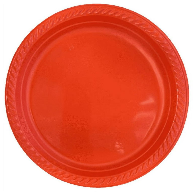 Nicole Fantani's Ideal Dining 10 inch Disposable Red Plastic Plates Good to Use in Microwave, Bulk Stock for Restaurant, Hotel, Deli & Elegant Parties