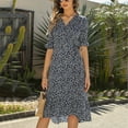 thumbnail image 3 of Vedolay Women's Summer Dresses Casual Boho Dress Floral Print Ruffle Puff Sleeve High Waist Midi Beach Dresses,Black XL, 3 of 5