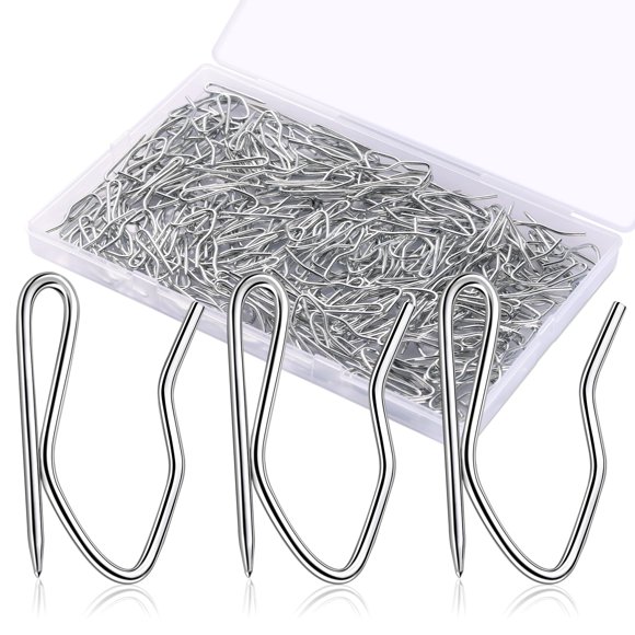 Ganchos De Metal Para Cortinas, 200 Uds., Alfileres Para Cortinas, Ganchos De Acero Inoxidable Para Ventana, Cortina Para Puerta De Ducha, Color Plateado Y Blanco